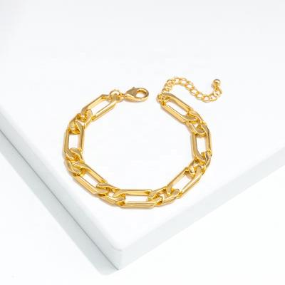 China CLASSIC Cuban Fashionable Mens Womens 18k Gold Hiphop Chain Bracelet Vintage Cuff Chain Bracelet for sale