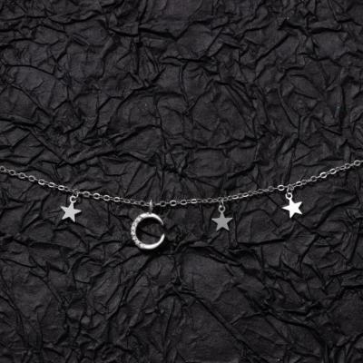 China CLASSIC Tasty Moon Star and Moon 925S CZ Charm Chain Bracelet for Women Girls Gift with Gift Box for sale