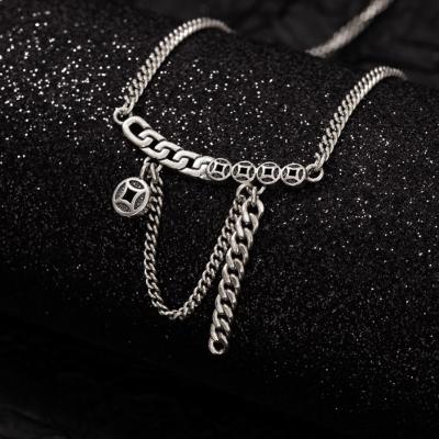 China Vintage Hiphop 925S Figaro Link Chain Necklace Diamond-Cut Italian Solid Restraint Chain Pendant Necklace For Men for sale