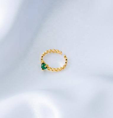 China CLASSIC Green Crystal Adjustable Heart Ring Wedding Engagement Ring Gold Plated Women for sale