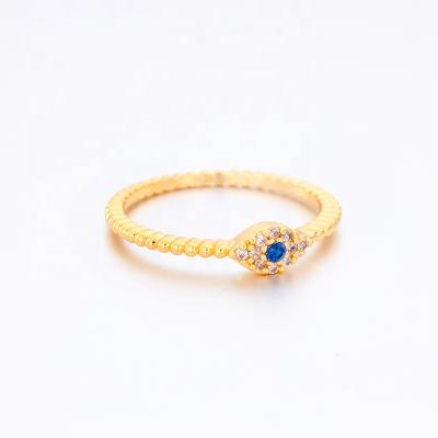 China CLASSIC Wicked Blue Diamond Engagement Ring CZ Rhinestone Eye Ring Women 18k Gold Plated Ring for sale