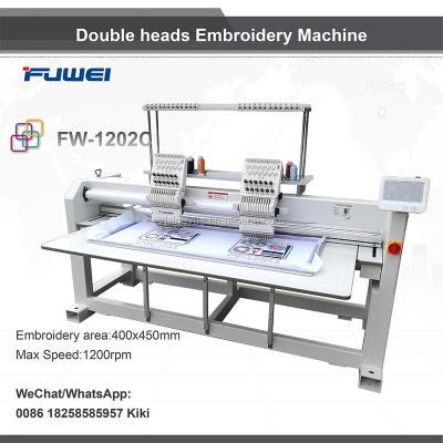 China Fuwei 2 machine embroidery computer head flat/hat/T-shirt embroidery machine as mon big pictures tajima embroidery machine price for sale