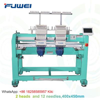 China Fuwei 2 machine embroidery flat/hat/T-shirt head computerized industrial sewing machine tajima embroidery machine price for sale