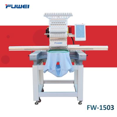 China Hot sale 1 head computerized embroidery machine from advertising company FUWEI, flat embroidery machine with CE certificate, bordadora de maquina for sale