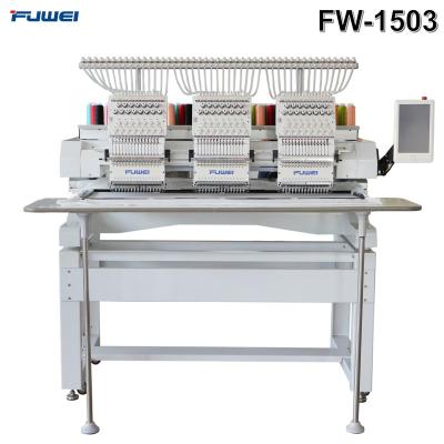 China Fuwei Hotels 2020 Industrial 3 Heads Pattern Embroidery Machines For Sale Hat And Flat T-shirt Embroidery Machine for sale