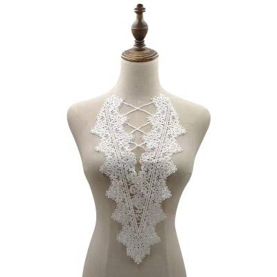 China Water soluble factory wholesale fashion applique pattern cavity embroidery crochet lace back floral necktrim for apparel for sale