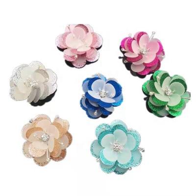 China wholesale new arrival 3d small 3d flower designs rhinestone sequin beaded applique for clothes shoes decoration for sale