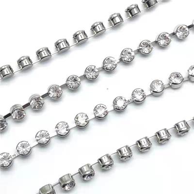 China Wholesale Rhinestone Chain 2mm Simple Design One Row Nickel Free Rhinestone Chain for sale