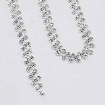 China Wholesale Diamante Rhinestone Metal Chain Glass Chain Nickel Free for sale