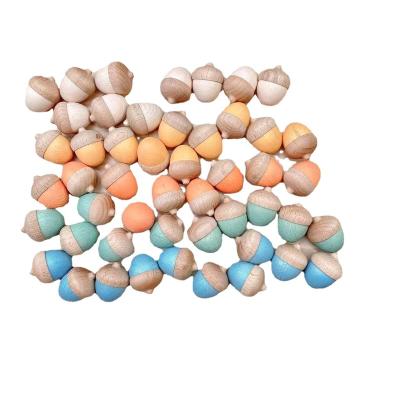 China Educational DIY Toys Loose Pieces Rainbow Wooden Interlocking Acorn and Sprinkle Matching Montessori Toys for sale