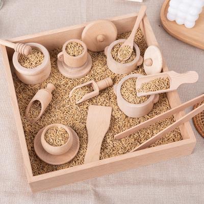 China Educational DIY Toys Wooden Tray Sensory Montessori Kit Trash Creative Play Set Large Set Sensory Trash Tools Fine Motor Tool Kit Loose Parts for sale