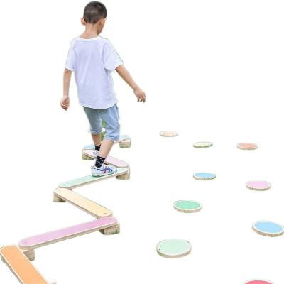 China Balance Beam Educational Wooden Progress Stones For Kids Gymnastics Obstacle Course Montessori Furniture Balance Board For Kid Play Gym for sale