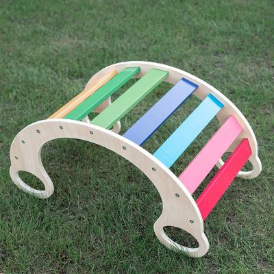 China Wooden Rocker Rocker Game Body Child Rocking Chair Rainbow Wooden Rocking Chair For Child for sale