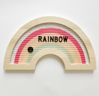 China New Zealand Pine Wood + Felt Fabric Frame High Grade Wood Rainbow Felt Letter Board with Changeable Letters Sign Message Board for Farmhouse Wall Decor for sale