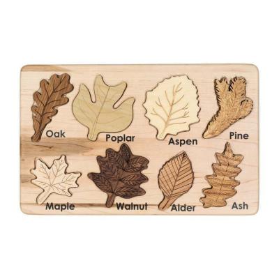 China Eco-friendly material leaf puzzle science montessori wooden educational waldorf inspired toys tree stem shape puzzle for sale