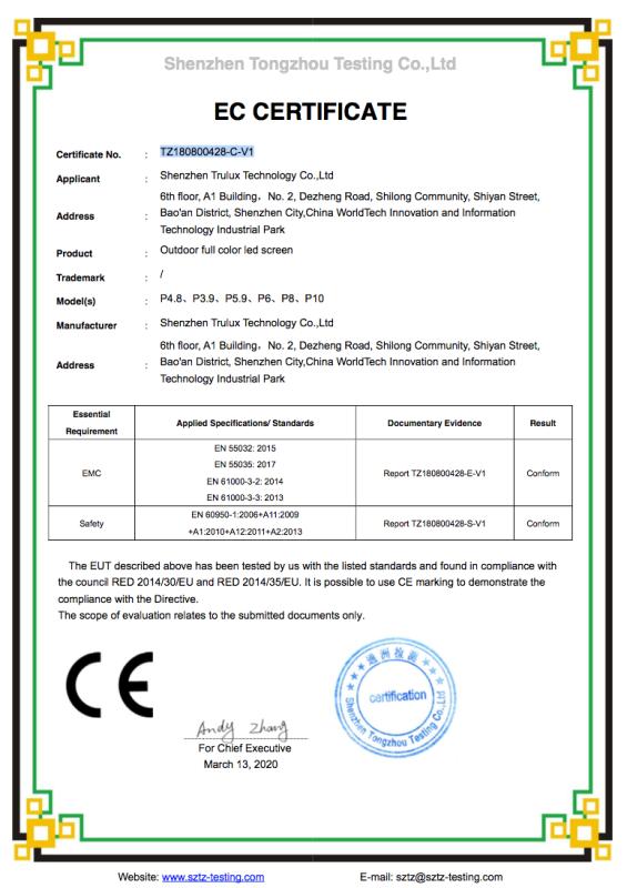 CE - Shenzhen Trulux Technology Co., Ltd.