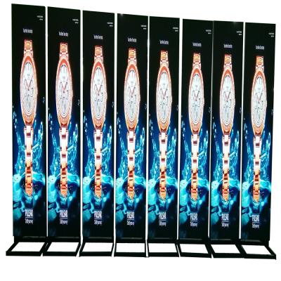 China Adervertising p2.5mm digital signage floor standing exhibition shop clothing store screen banner hanging led poster display for sale