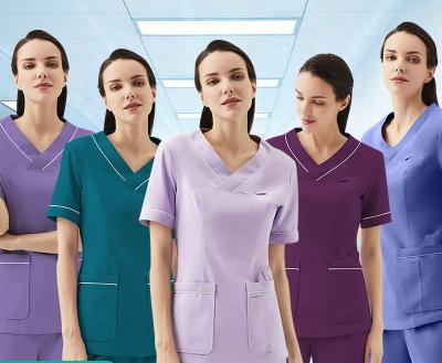 China Wholesale Fashionable Comfortable Breathable Fashionable Professional Women Nurse Uniform Medical Sets Suit Joggers Medical Nursing Scrubs for sale