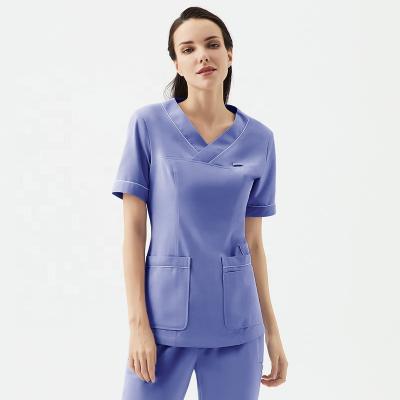 China Hot Sale Comfortable Breathable Medical Uniforms Wholesalers Clinic Scrub Sets Short Sleeve Tops Pant Uniforms Women Nursing Scrub Doctor Uniforms for sale