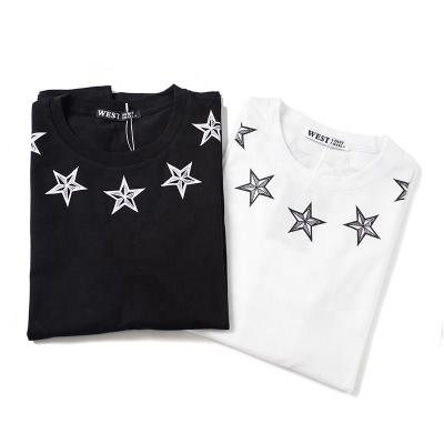 China Popular Custom 100% Cotton Anti-Shrink Graphic Stitches Print Stars Shirt Unisex Short Sleeve Heat Transfers T-Shirt for sale