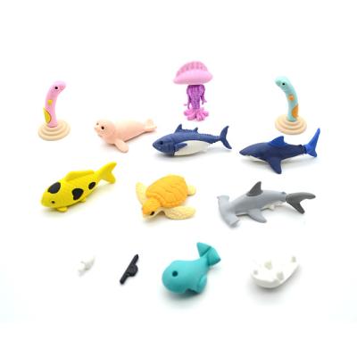 China Direct Selling Kids Maker Innovative 3d Sea Animal Shape Eraser Environmentally Friendly / Removable Party Gifts for sale