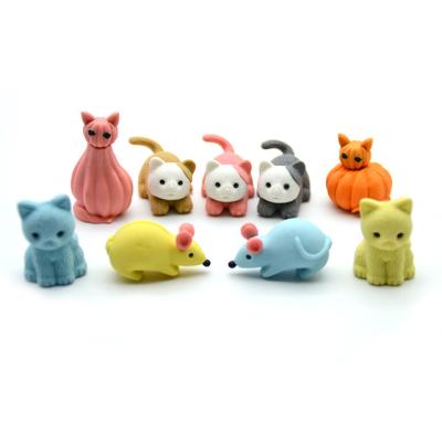 China Latest Environmental Friendly / Factory Removable Designer Design Suitable For Kids Birthday Gift Eraser Cute Animal Cat Shaped Eraser for sale