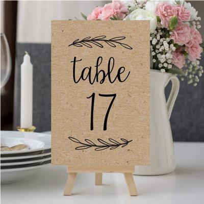 China Durable Creative Wooden Stand Printing Paper Decoration Table Number Place Card Custom Wedding for sale