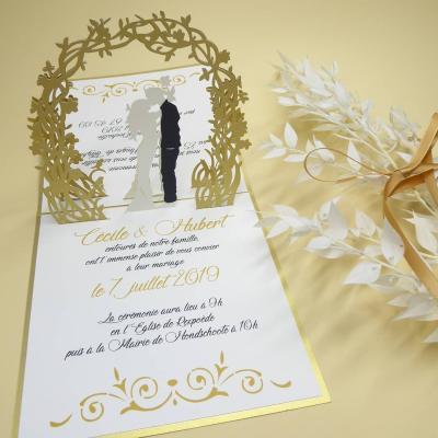 China Luxury Europe Wedding Invitations Paper Art Decoration For Greeting Gift 3D Pop Up Cards for sale