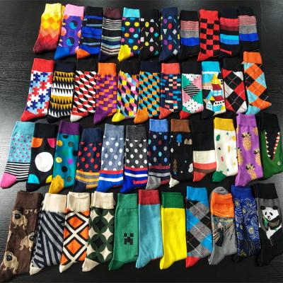 China Breathable Custom Socks Happy Logo Men Cotton Unisex Organic Novelty 100% Funny Socks Fashion Dress Socks For for sale