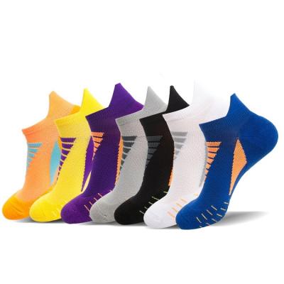 China Design Antibacterial Breathable Custom Knitted Stocking Cut Out Anti Slip Heel Tab Athletic Socks For Men for sale