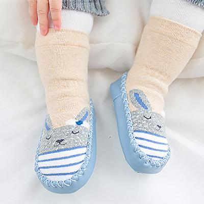 China Anti-Fault 5 Colors Velvet Thicken Cute Cartoon Baby Anti Slip Floor Shoe Socks for sale