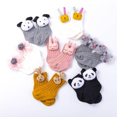 China Anti-Fault 6 Patterns Custom Combed Cotton 3D Bow Cute Animal Baby Logo Socks for sale