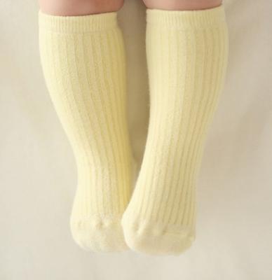 China Baby Yellow Antibacterial Cheap Organic Cotton Knee High Socks for sale