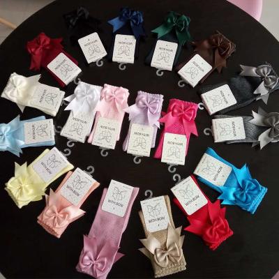 China Antibacterial choice of 19 colors! Free Shipping Low MOQ Cute Bow Sock Baby High Knee Sock for sale