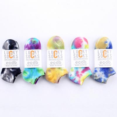 China Cheap wholesale price men cotton summer socks ankle tie dye antibacterial knitting socks for sale