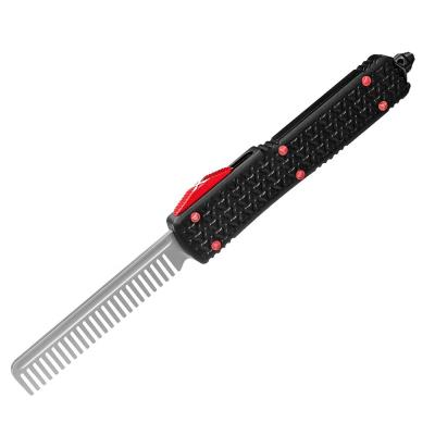 China Stainless Steel Multifunctional Pocket Tool Hair Comb OTF Folding Knife For Sale for sale