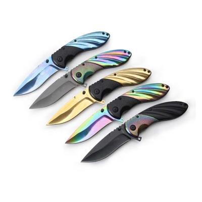 China Titanium Quick-opening knife color army camping pocket knife hunting folding knife survival combat tactical knife for sale