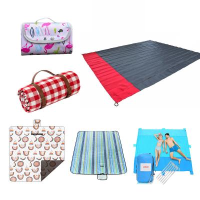 China Sandfroof RPET Parachute 210t Parachute Blanket Sand Proof Nylon Mat Outdoor Portable Beach Material Waterproof Beach Blanket in china for sale