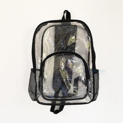 China Custom Heavy Duty Anti Theft Transparent PVC Vinyl Heavy Duty Clear Thick Stadium See Through Clear Backpack For School for sale