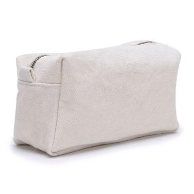 China High Quality Custom Reusable Custom Cosmetic Zipper Travel Canvas White Empty Makeup Bag For Cosmetic Brush for sale