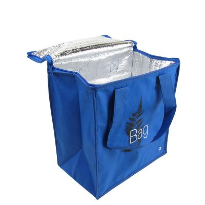 China Custom Cheap Eco Friendly Reusable Insulated Shopping Thermal Insulated Large Non Woven Aluminum Foil Grocery Cooler Bag With Logo for sale