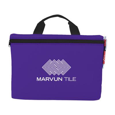 China With Custom Classic Waterproof Pen Loops Zipper Close 600D Polyester Document Bag With Reinforced Handles for sale