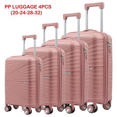 China Durable Travel Packing Cubes Shape Design 4 Piece PP Luggage Sets Freestanding Custom 14'20'24'28 Inch Suitcase Sets For Travel Large Capacity Hard Shell Trolley Case for sale