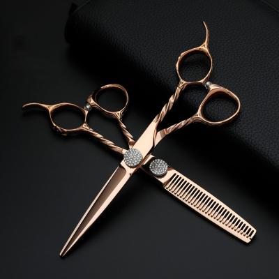 China Hair Cutting Scissors Luxurious 6 Inches Rose Gold Coated Fashionable Barber Hair Scissors for sale