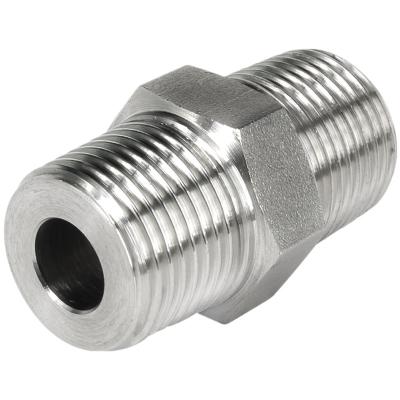 China Factory 304/316 Stainless Steel Dual Male Thread Connector, Hex NPT Joint for sale