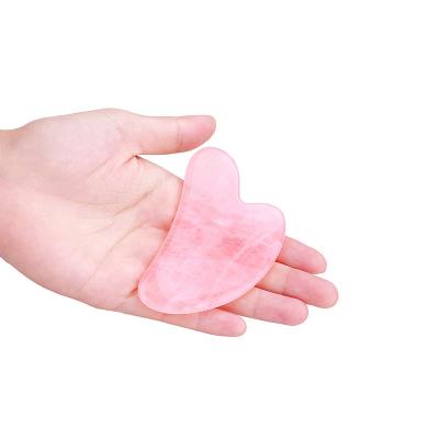 China Body Facial Massager Rose Quartz Pink Jade Guasha Stone Roller Panel Crystal Stone Body Scraping Massage Tool for sale