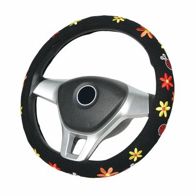 China Factory Price Geometric High Quality Automobile Wheel Cover Steering Hand Sewing Flower General Embellishment Steering Wheel Cover for sale