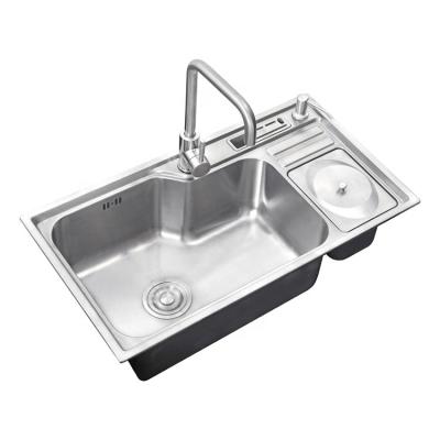 China Without Faucet Mouhoti MT7843C Metal Glass Rinser Large Single Slot Wash Basin With Kitchen Stainless Steel Topmount Sink for sale