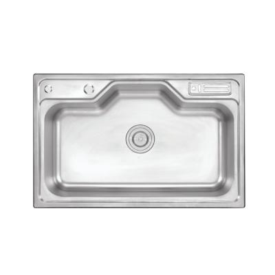 China Without Faucet Mouhoti MT8050B Metal Glass Rinser Large Single Slot Wash Basin With Kitchen Stainless Steel Topmount Sink for sale