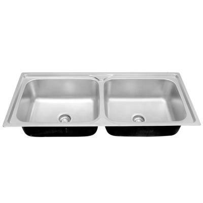 China With Faucet Double bowl kitchen sink 304 stainless steel manufacturer for sale